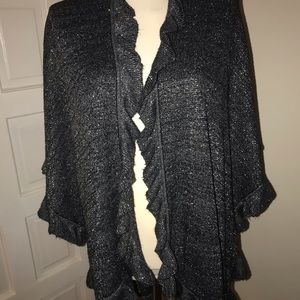 Sparkling black ruffle shawl/cape